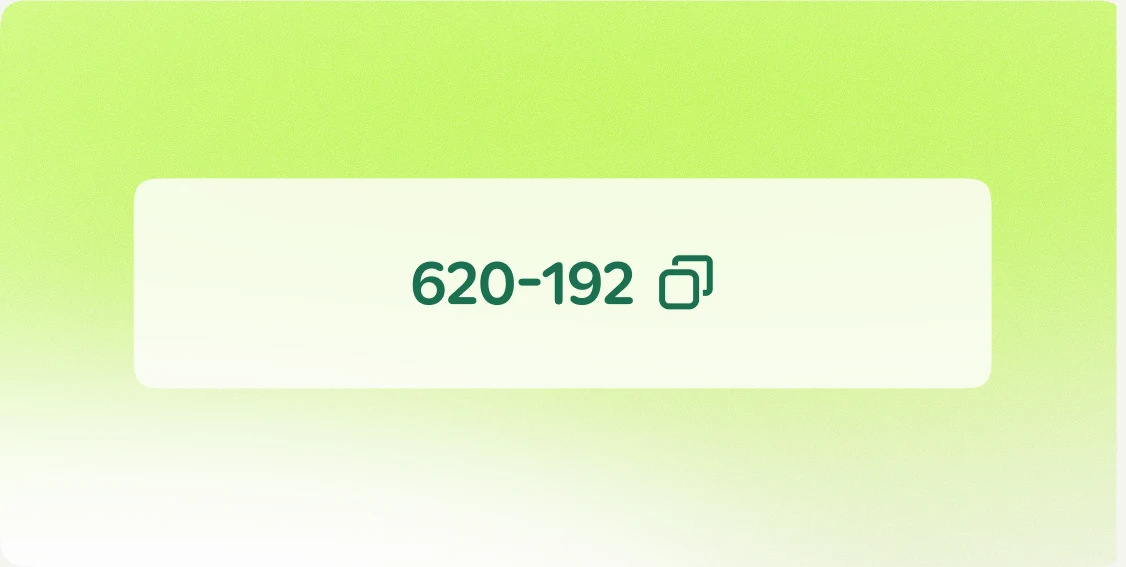 The class code 620-192 with a copy button